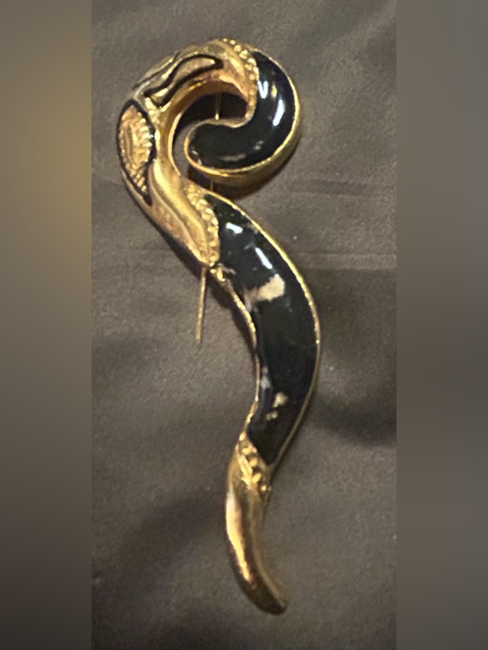 Black and Gold Serpent Pin Brooch